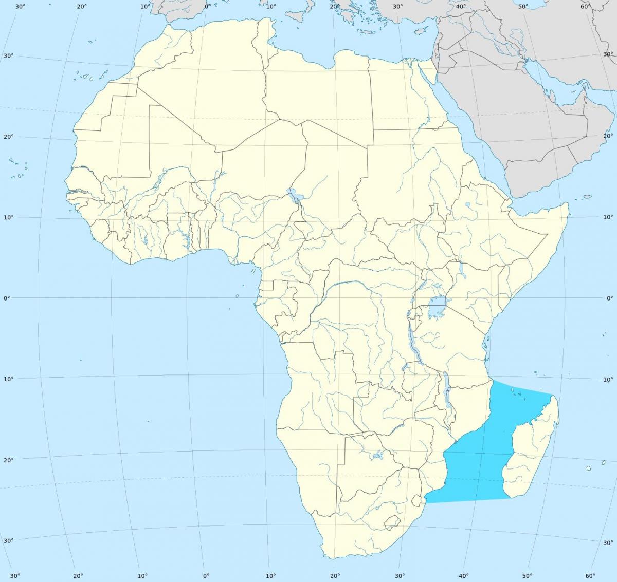 Mozambique canle de áfrica mapa