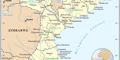 Aeroportos en Mozambique en un mapa
